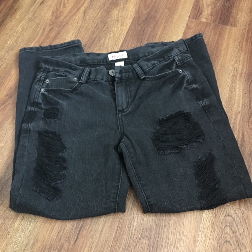 Black distressed jeans